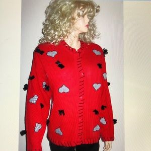 NWT C.S.T.Studio Designer Red Cardigan Sweater 1x